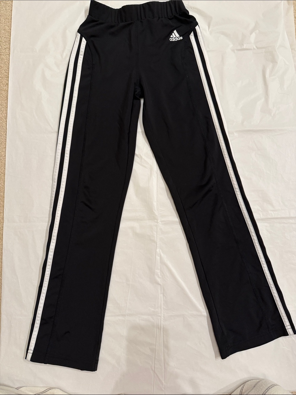 Girls Adidas  Black Track Pants with White Side Stripes Size S (7-8)